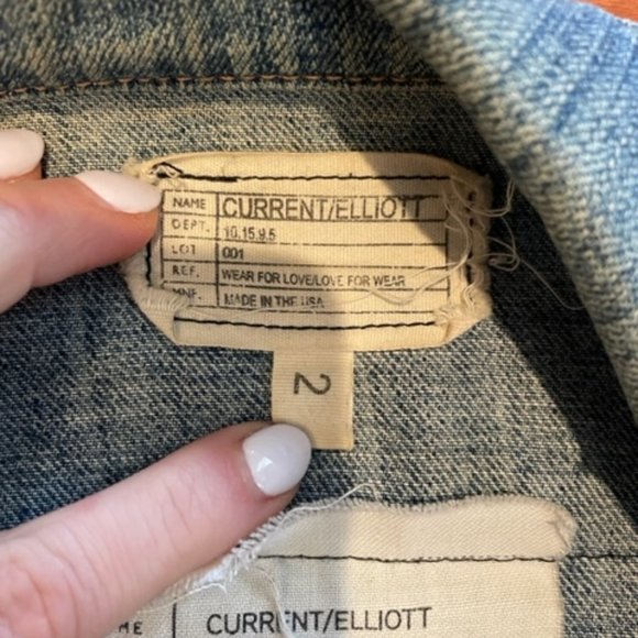 Current/Elliott The Snap Destressed Jean/Denim Jacket - Women's Size Medium - Picture 5 of 6
